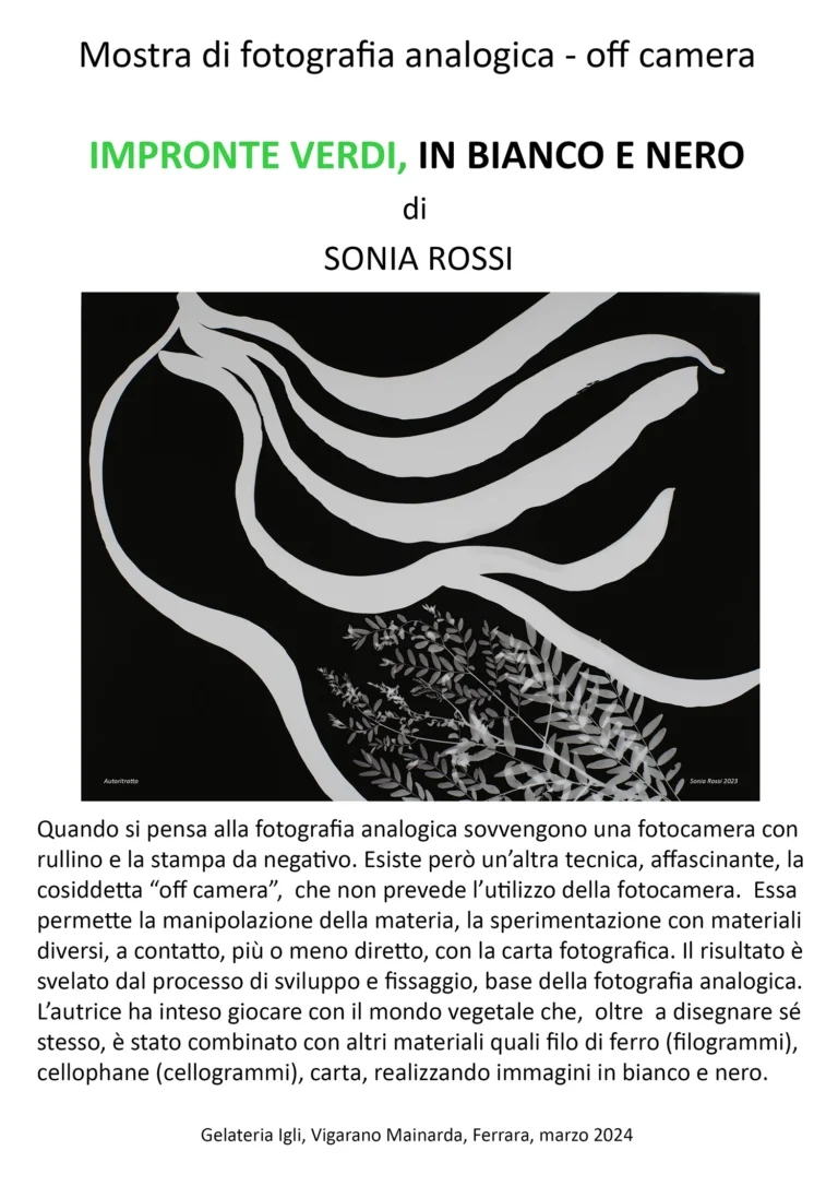 Sonia Rossi Fotografia analogica off camera Mostra Impronte verdi in bianco e nero - Ferrara 2024